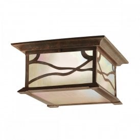 MORRIS 2 Light Outdoor Flush Mount Porch Light | Distressed Copper