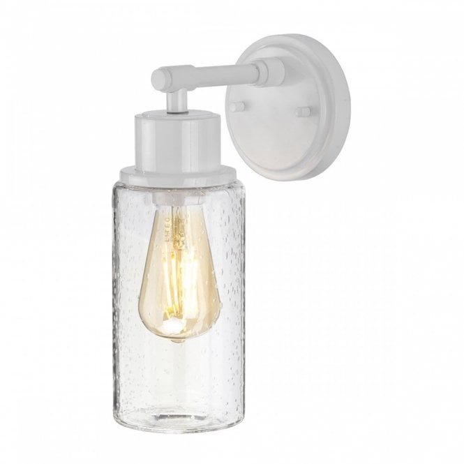 MORVAH indooor IP44 wall light in white with bubble glass shade