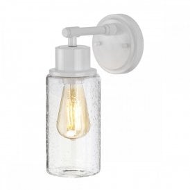 MORVAH indooor IP44 wall light in white with bubble glass shade