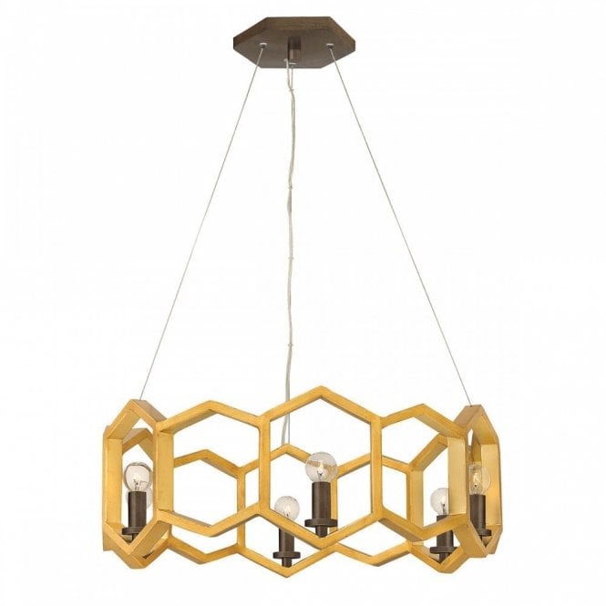 MOXIE contemporary 6 light ceiling pendant in sunset gold