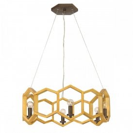 MOXIE contemporary 6 light ceiling pendant in sunset gold