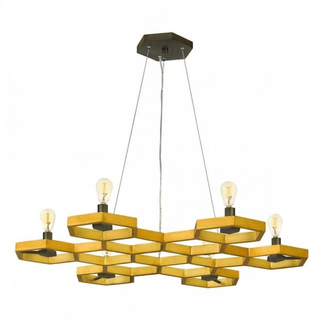 MOXIE contemporary 6 light hexagonal chandelier in sunset gold