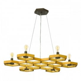 MOXIE contemporary 6 light hexagonal chandelier in sunset gold