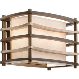 MOXIE Deco style bronze wall light with linen shade
