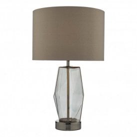 MUBINA Touch Table Lamp Black Chrome Smoked Glass With Shade