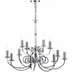 MURRAY large 12 light traditional polished chrome chandelier