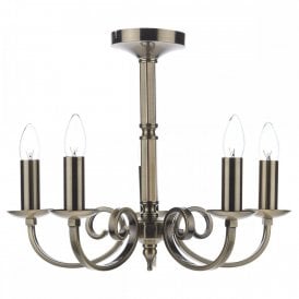 MURRAY traditional 5 light antique brass dual mount chandelier