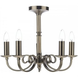 MURRAY traditional 5 light antique brass dual mount chandelier