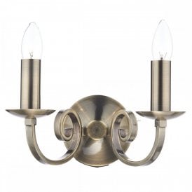 MURRAY traditional double candle style wall light - antique brass