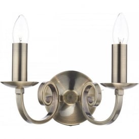MURRAY traditional double candle style wall light - antique brass