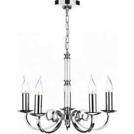 MURRAY traditional polished chrome chandelier with 5 candle lights
