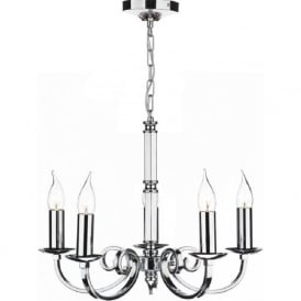 MURRAY traditional polished chrome chandelier with 5 candle lights