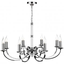 MURRAY traditional polished chrome chandelier with 8 candle lights