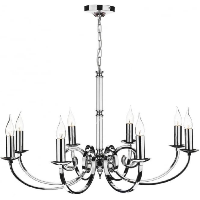 MURRAY traditional polished chrome chandelier with 8 candle lights