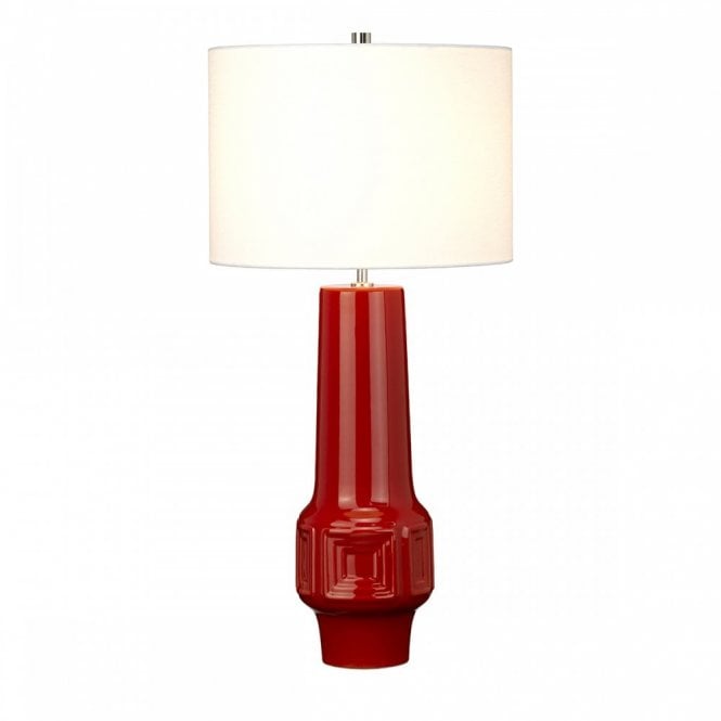 MUSWELL geometric red glazed ceramic table lamp with white shade