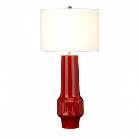 MUSWELL geometric red glazed ceramic table lamp with white shade