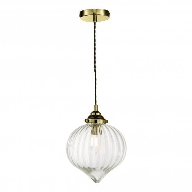MYA Single Pendant Light | Antique Brass | Glass