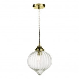 MYA Single Pendant Light | Antique Brass | Glass