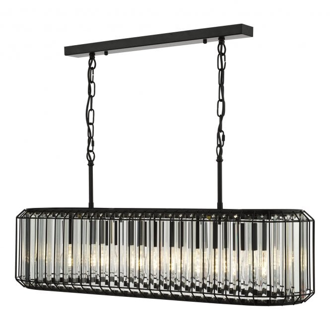 Naeva 5 Light Satin Black and Crystal Bar Pendant 