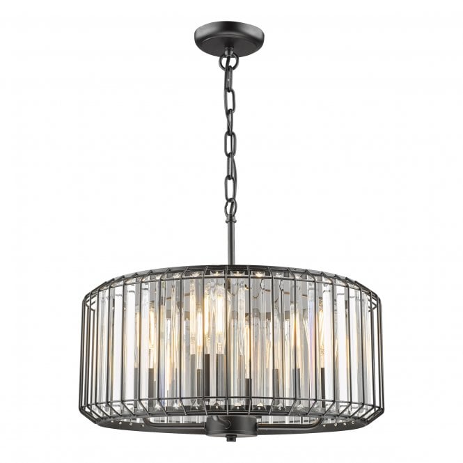 Naeva Pendant Finished in Satin Black with Faceted Crystal