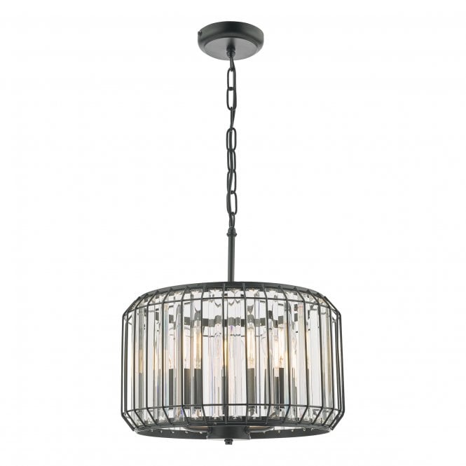 Naeva Pendant Satin Black with Faceted Crystals