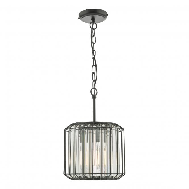 Naeva Single Pendant in Satin Black with Faceted Crystals