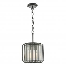  Black Crystal single light fitting with crystal droplets
