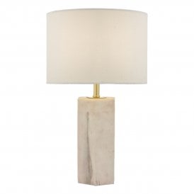 NALANI pink marble effect table lamp with ivory linen shade