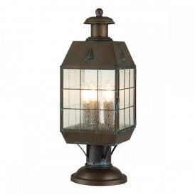 NANTUCKET Large Brass and Seeded Glass Pedestal Lantern IP44