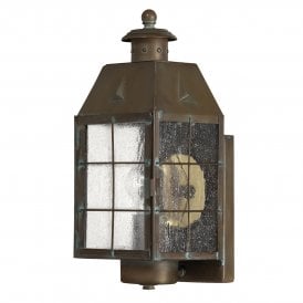 Medium Wall Lantern in Aged Brass with Seeded Glass