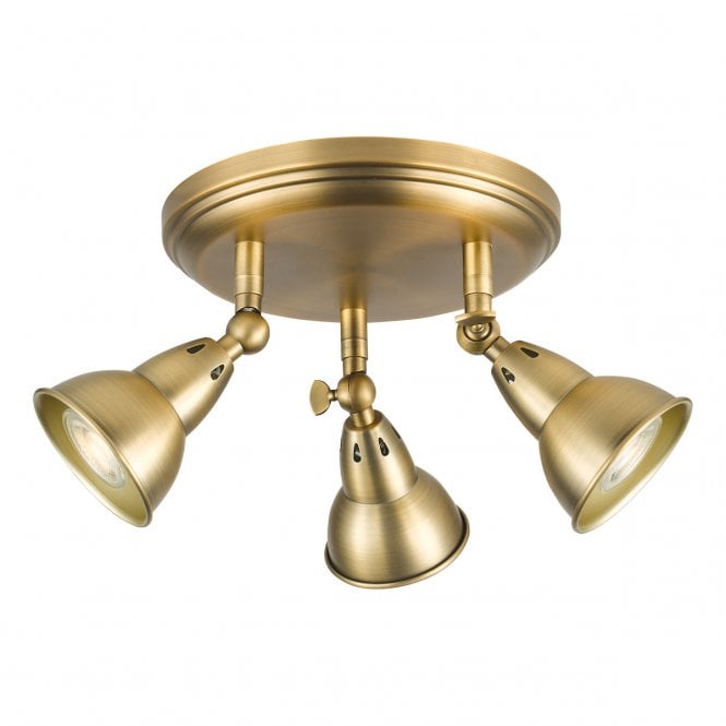 Nathaniel Aged Brass 3 Light Spotlight Plate