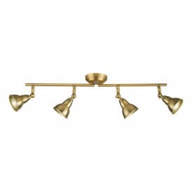 modern 4 light aged brass spotlight bar