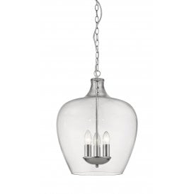 NELL 3 Light Ceiling Pendant Clear Glass Chrome