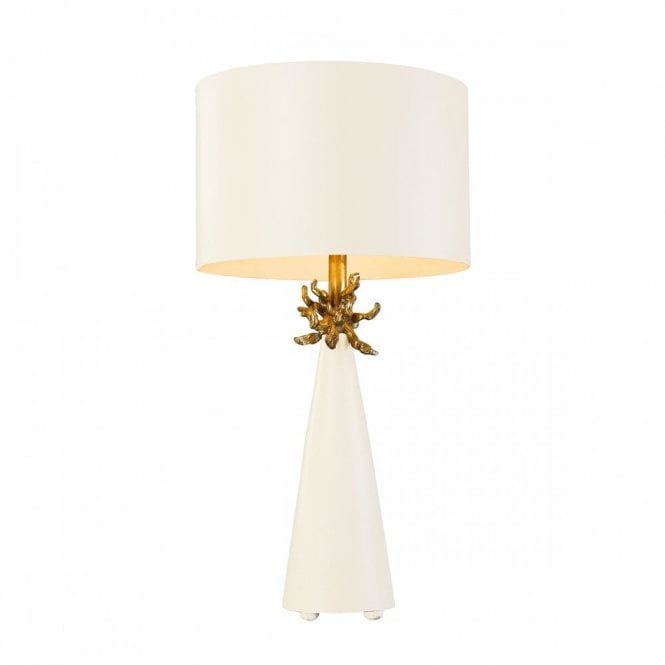 NEO classic white cone base table lamp with gold leaf detailing