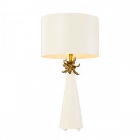 NEO classic white cone base table lamp with gold leaf detailing