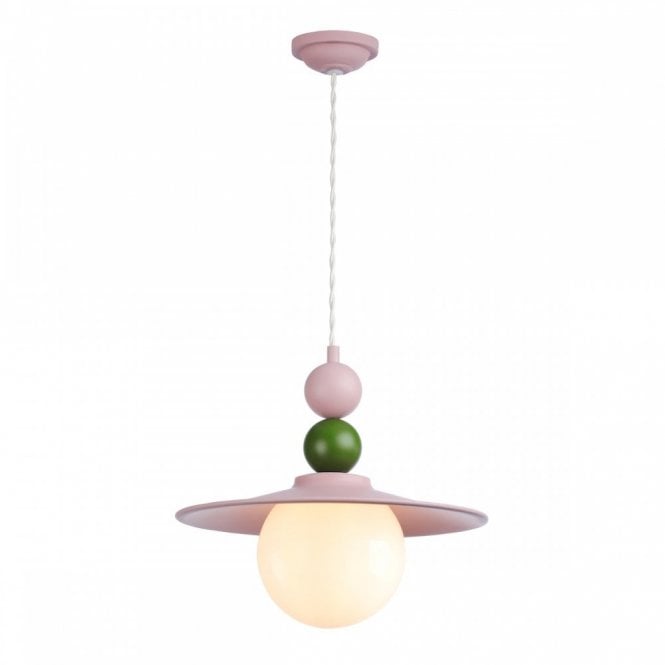 NEO SINGLE PENDANT BLUSH PINK & JUNIPER GREEN with CREAM cable