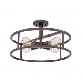NEW HARBOUR circular bronze frame semi-flush ceiling light