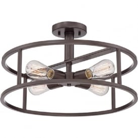 NEW HARBOUR circular bronze frame semi-flush ceiling light