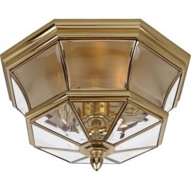 NEWBURY gold polished brass flush mounted ceiling light, IP44