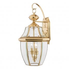 NEWBURY traditional solid brass garden wall lantern - large