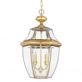 NEWBURY traditional solid brass hanging porch lantern