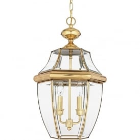 NEWBURY traditional solid brass hanging porch lantern