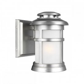 NEWPORT robust silver exterior wall lantern for coastal locations - small