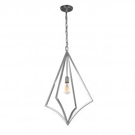 NICO contemporary chrome ceiling pendant with open geometric frame - large