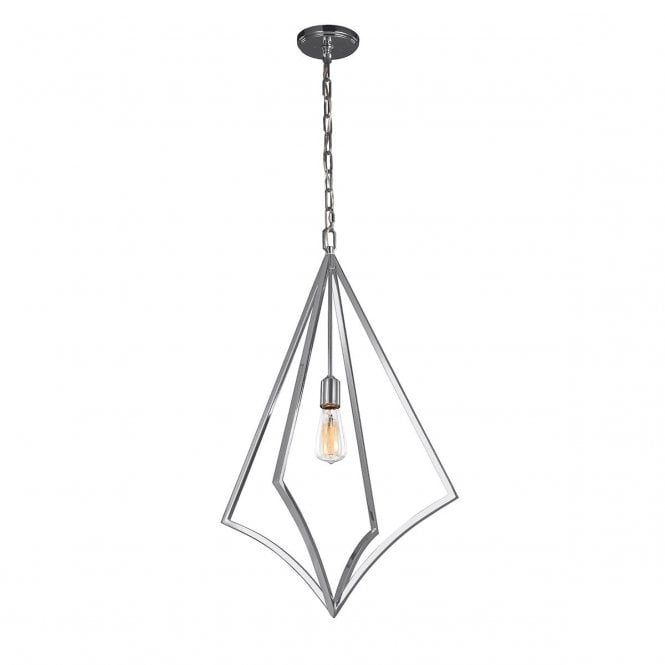NICO contemporary chrome ceiling pendant with open geometric frame - medium