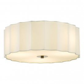Modern flush ceiling fitting in ivory with scallop shape detail 