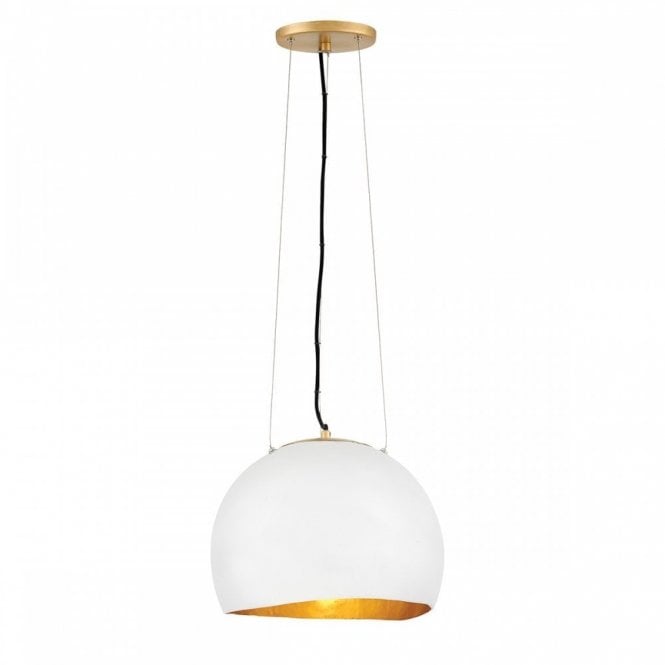 NULA 1 Light Ceiling Pendant Light | Chalk-White | Luxe Gold