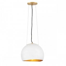 NULA 1 Light Ceiling Pendant Light | Chalk-White | Luxe Gold