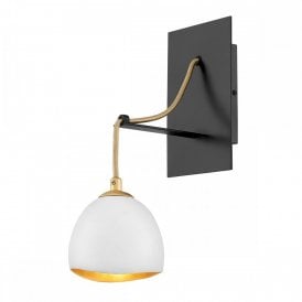 NULA 1 Light Wall Light | Chalk-White | Luxe Gold