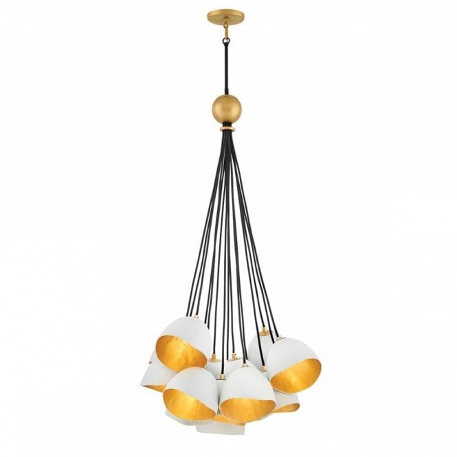 NULA 15 Light Ceiling Pendant Light | Chalk-White | Luxe Gold